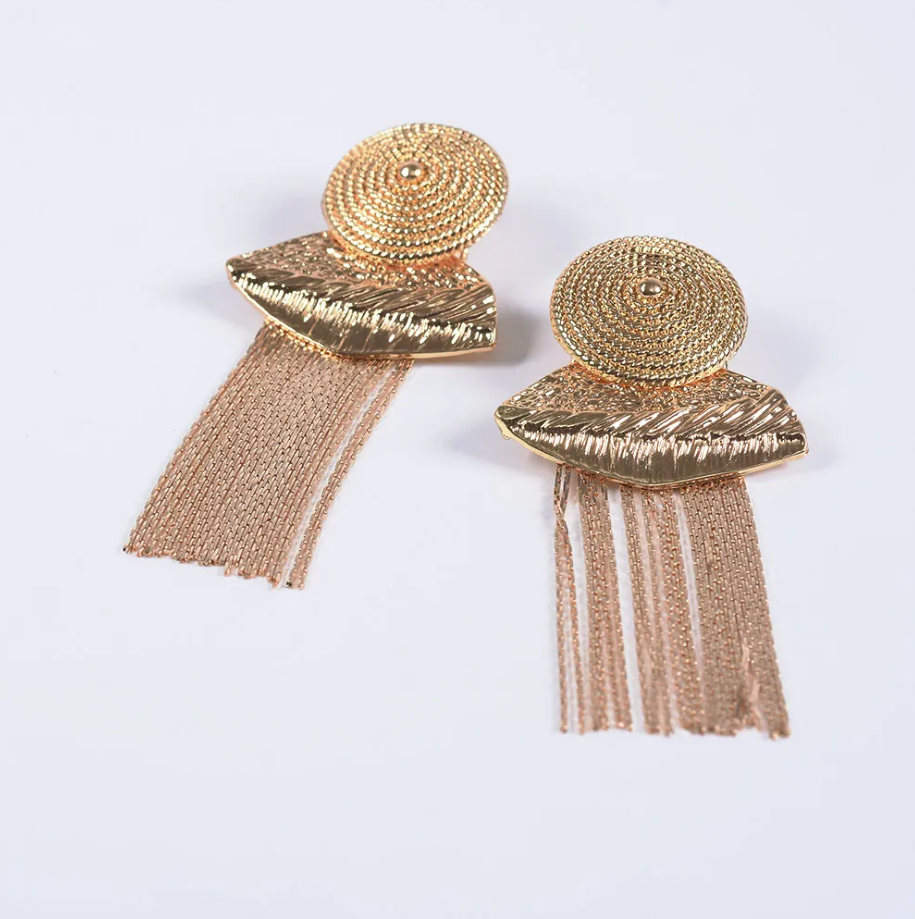 Gold Tassel Earrings.